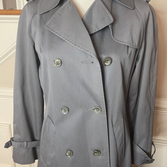 Vintage Dannimac Double-breasted Raincoat Trench Style Grey /Gray  Small VGC - Picture 9 of 11